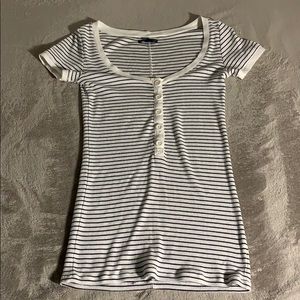 Buttoned Striped tee